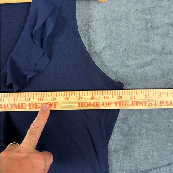 New York & Company Blue Ruffled Tank Top - Picture 4 of 11